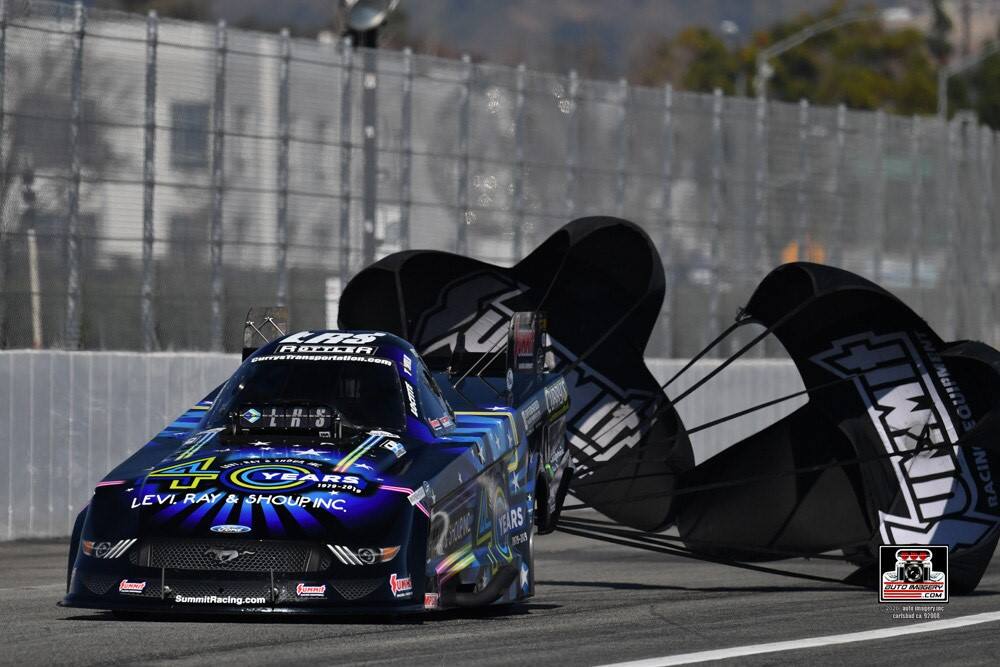 Tim Wilkerson got one round win before falling in the second round of NHRA eliminations at Pomona. Tim Wilkerson got one round win before falling in the second round of NHRA eliminations at Pomona.